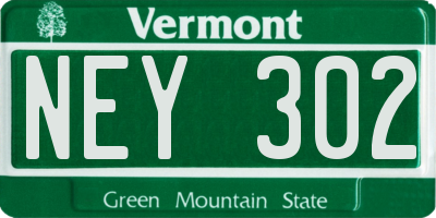 VT license plate NEY302