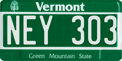 VT license plate NEY303