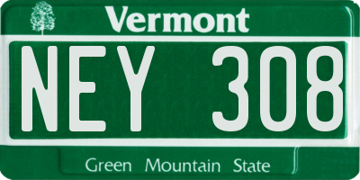 VT license plate NEY308