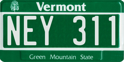 VT license plate NEY311