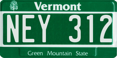 VT license plate NEY312