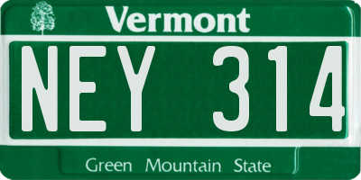 VT license plate NEY314