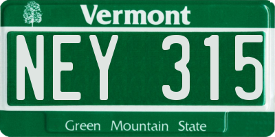 VT license plate NEY315