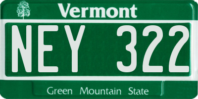 VT license plate NEY322