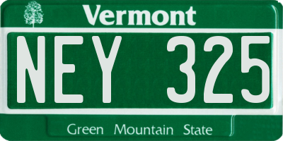 VT license plate NEY325