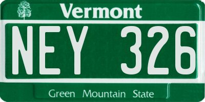 VT license plate NEY326