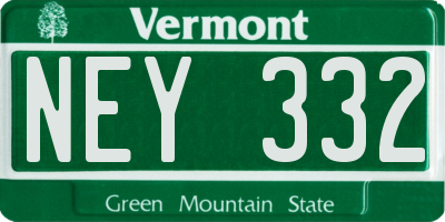 VT license plate NEY332
