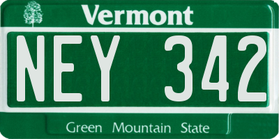 VT license plate NEY342