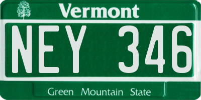 VT license plate NEY346