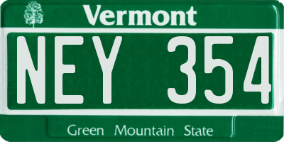 VT license plate NEY354