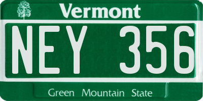 VT license plate NEY356