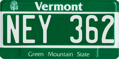VT license plate NEY362