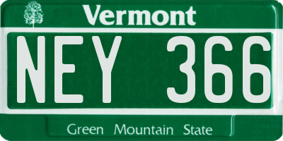 VT license plate NEY366