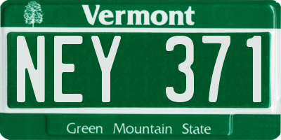 VT license plate NEY371