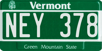 VT license plate NEY378