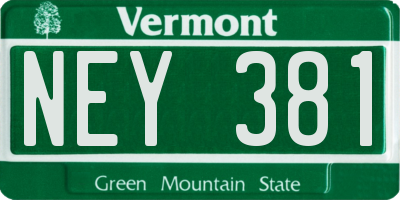 VT license plate NEY381