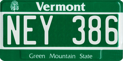 VT license plate NEY386