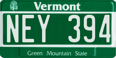VT license plate NEY394