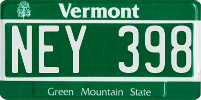 VT license plate NEY398