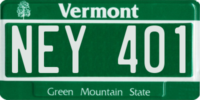 VT license plate NEY401