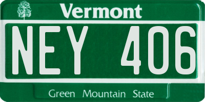 VT license plate NEY406