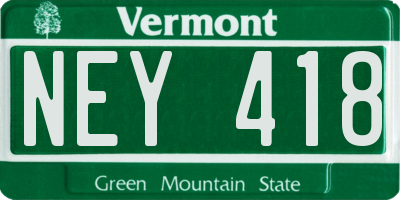 VT license plate NEY418