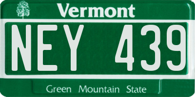 VT license plate NEY439