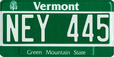 VT license plate NEY445
