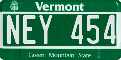 VT license plate NEY454