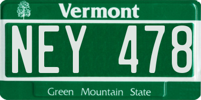 VT license plate NEY478
