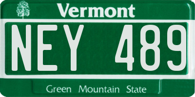 VT license plate NEY489