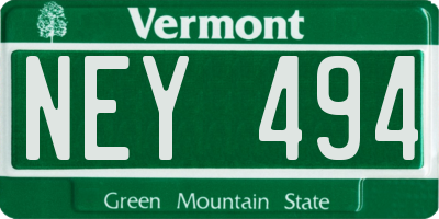 VT license plate NEY494