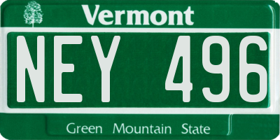 VT license plate NEY496