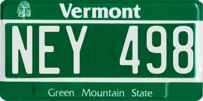 VT license plate NEY498