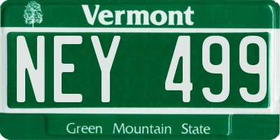 VT license plate NEY499