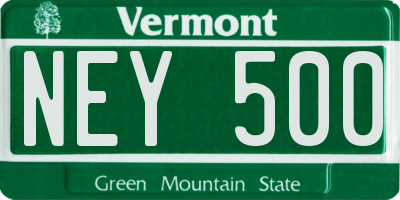 VT license plate NEY500