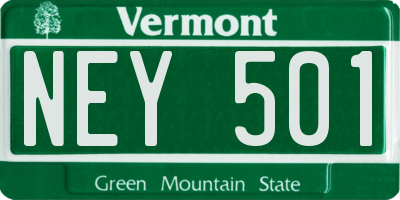 VT license plate NEY501