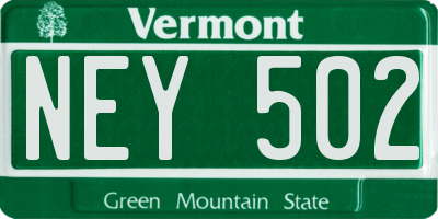 VT license plate NEY502