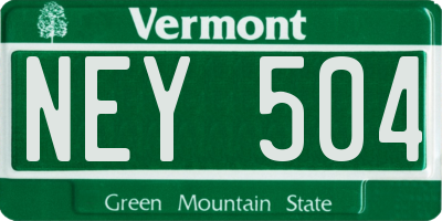 VT license plate NEY504