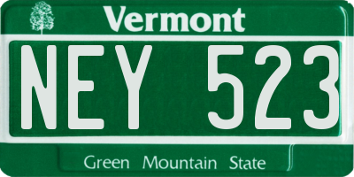 VT license plate NEY523
