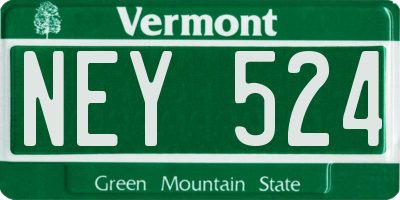 VT license plate NEY524