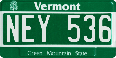 VT license plate NEY536