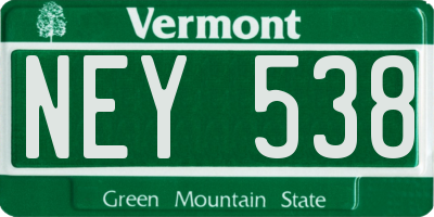 VT license plate NEY538