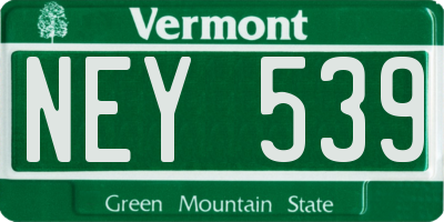 VT license plate NEY539