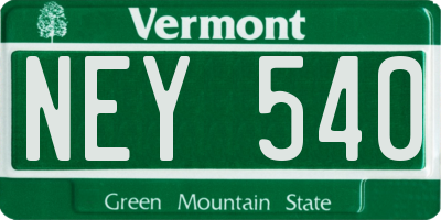 VT license plate NEY540