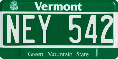 VT license plate NEY542