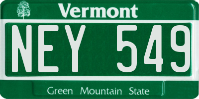 VT license plate NEY549