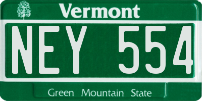 VT license plate NEY554