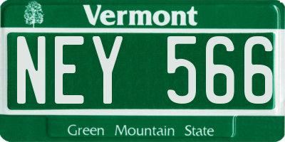 VT license plate NEY566