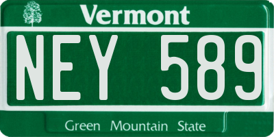 VT license plate NEY589